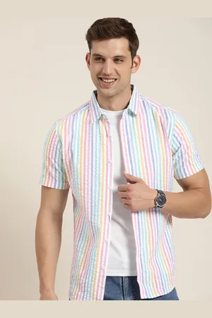HERE&NOW Men Slim Fit Opaque Striped Casual Shirt