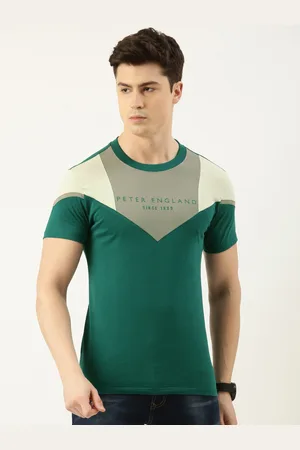 Peter England Men Brand Logo Printed Pure Cotton Slim Fit T-shirt