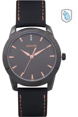 Sonata Men Black Analogue Watch NK7924NL01