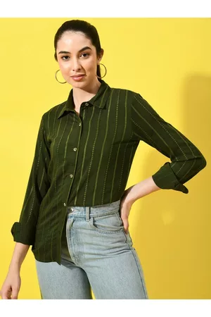 CHARMGAL Classic Fit Vertical Striped Casual Shirt