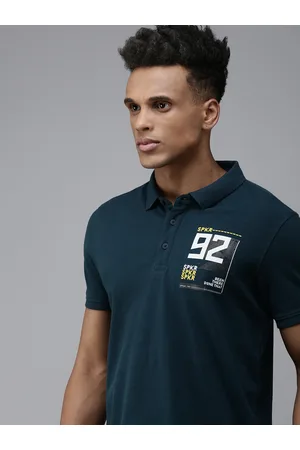 SPYKAR Men Brand Logo Printed Polo Collar Pure Cotton Slim Fit T-shirt