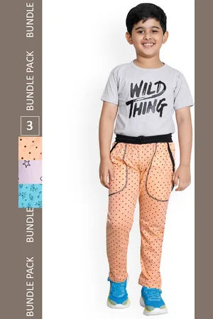 IndiWeaves Boys Pack Of 3 Printed Cotton Mid-Rise Track Pants