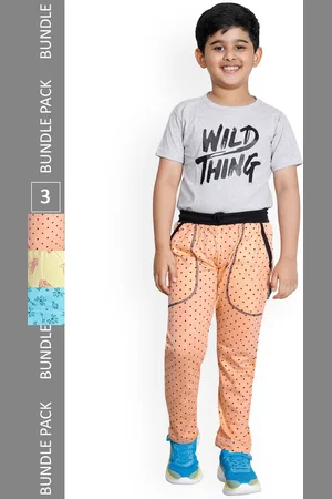 IndiWeaves Boys Pack Of 3 Mid-Rise Printed Cotton Track Pants