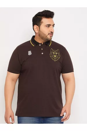Bigbanana Plus Size Embroidered Polo Collar Bio Finish Pure Cotton T-Shirt