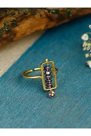 Berserk Gold-Plated Amethyst Studded Adjustable Finger Ring