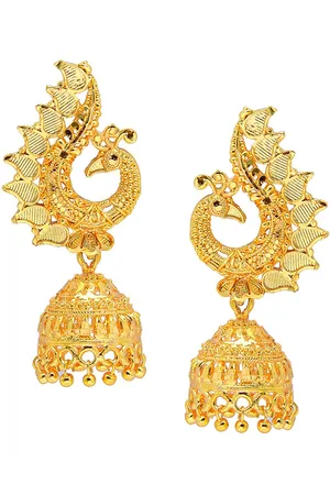 Shivansh Women Gold-Toned Contemporary Jhumkas Earrings