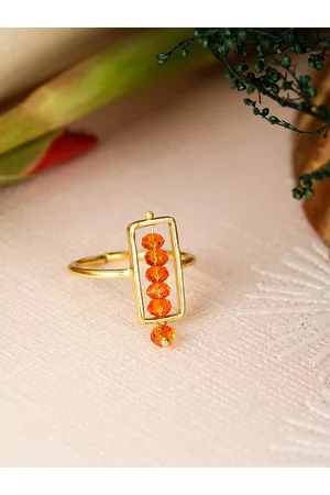 Berserk Gold-Plated Citrine Studded Finger Ring