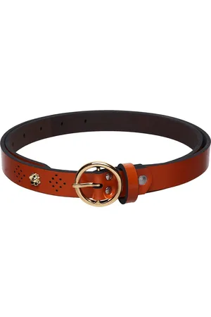 Mast & Harbour Women Tan Brown & Gold-Toned Textured Slim Belt
