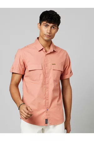 FORCE IX Men Slim Fit Solid Spread Collar Casual Shirt