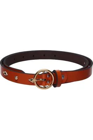 Mast & Harbour Women Tan Brown & Gold-Toned Textured Slim Belt