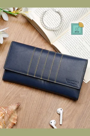 Teakwood Leathers Women Blue Leather Two Fold Wallet
