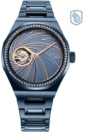 Titan Women Blue Skeleton Dial & Blue Stainless Steel Bracelet Style Straps Analogue Watch