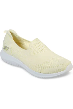 Skechers Women Yellow Woven Design Slip-On Sneakers