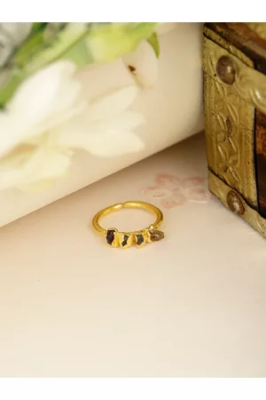 Berserk Gold-Plated Abstract Stone-Studded Adjustable Finger Ring