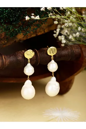 Berserk Gold Plated Stone Studded Drop Earrings