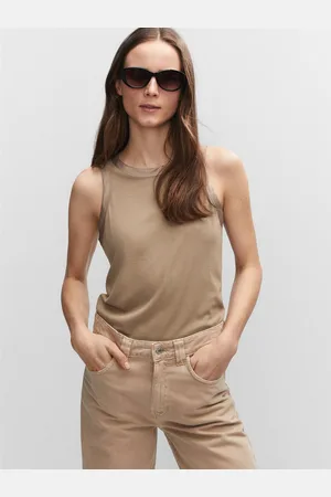 MANGO Solid Ribbed Top