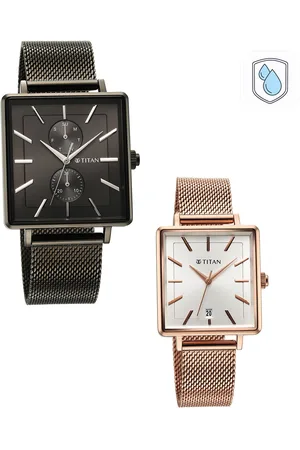 Titan Pack Of 2 Stainless Steel Bracelet His & Her Couple Analogue Watch 9400594205KM01