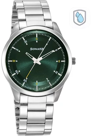 Sonata Men Brass Dial & Stainless Steel Bracelet Style Straps Analogue Watch 7146SM03