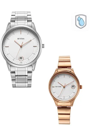 Titan Pack of 2 Stainless Steel Bracelet His & Her Couple Analogue Watch 18062649KM01