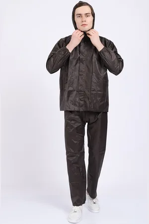 Ellis Men Brown Solid Hooded Rain Suit