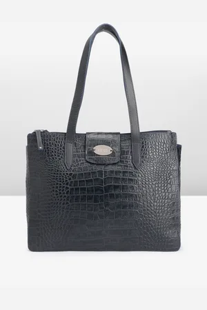 Hidesign Animal Textured Leather Structured Shoulder Bag with Laptop Sleeve