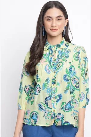 Fabindia Women Green Floral Printed Casual Shirt