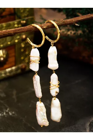 Berserk Gold Plated Stone Studded Drop Earrings