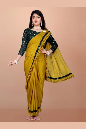 APNISHA Girls Sequinned Ready to Wear Saree
