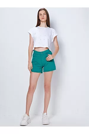 COVER STORY Women Green Mid-Rise Shorts