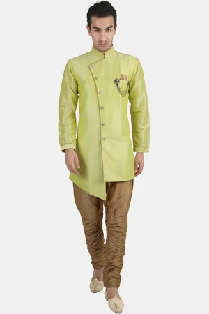 Avaeta Mandarin Collar Asymmetric Sherwani With Heram Pant