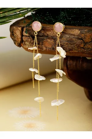 Berserk Gold Plated Stone Studded Drop Earrings