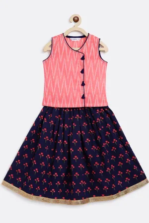 Campana Girls Printed Ready to Wear Cotton Lehenga & Blouse