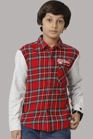 UNDER FOURTEEN ONLY Boys Checked Cotton Casual Shirt