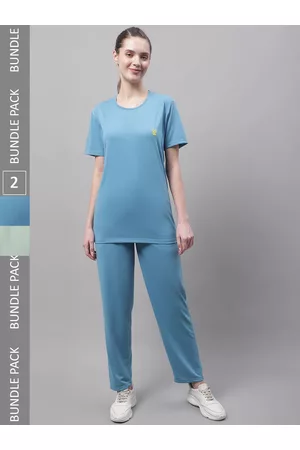 VIMAL JONNEY Women Pack of 2 Solid Cotton Tracksuits