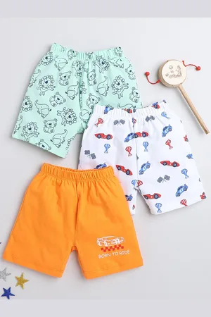 BUMZEE Boys Pack Of 3 Conversational Printed Mid-Rise Cotton Shorts