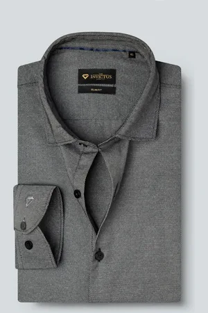 Invictus Men Easy Care Charcoal Grey Self Design Smart Sustainable Formal Shirt