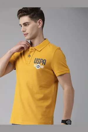 Ralph Lauren U S Polo Assn Denim Co Men Yellow Polo Collar T-shirt
