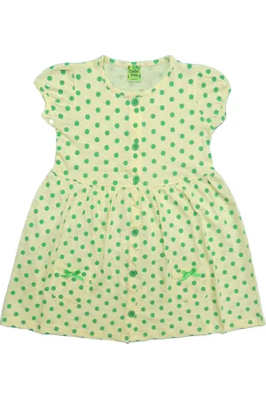 Clothe Funn Girls Polka Dot Printed Cotton A-Line Dress