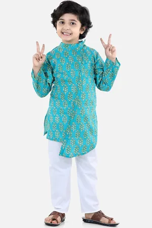 BownBee Boys Floral Printed Regular Pure Cotton Kurta with Pyjamas