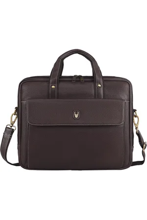 WildHorn Men Brown Textured Leather Laptop Bag