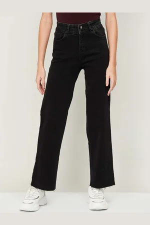 Xpose Women Black Comfort Wide Leg High-Rise Stretchable Jeans