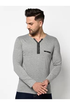 GLITO Men Henley Neck Cotton T-shirt