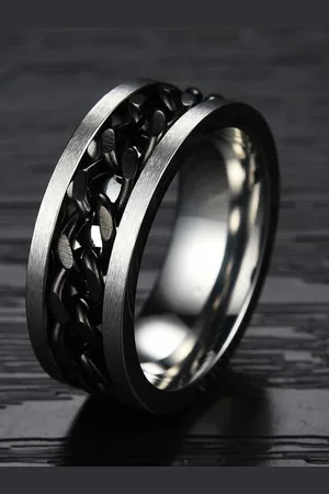 Meenaz Unisex Set Of 2 Silver-Plated Stainless Steel Finger Rings