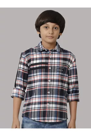 UNDER FOURTEEN ONLY Boys Tartan Checked Cotton Casual Shirt