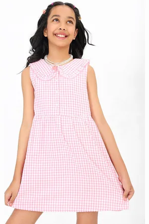 BONKIDS Checked Cotton A-Line Above Knee Length Dress