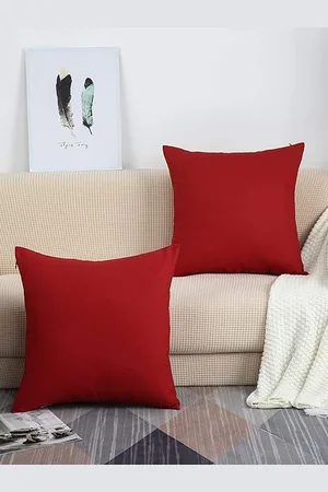 CHRONEX Maroon 2 Pieces Cotton Square Pillow Covers