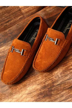 LOUIS STITCH Men Russet Tan Italian Suede Leather Driving Loafers
