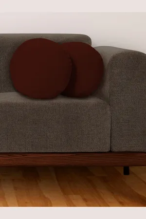 CHRONEX 2-Pcs Maroon Round Pure Cotton Pillow Covers