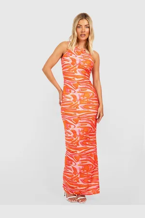 Boohoo Textured Abstract Print Maxi Dress