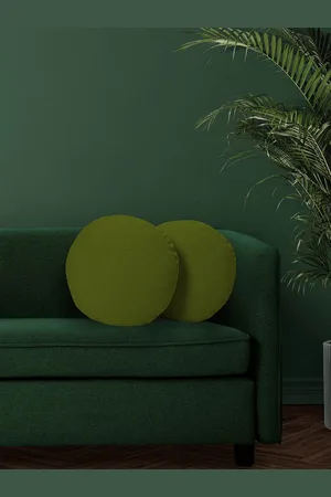 CHRONEX 2-Pcs Green Cotton Round Pillow Covers
